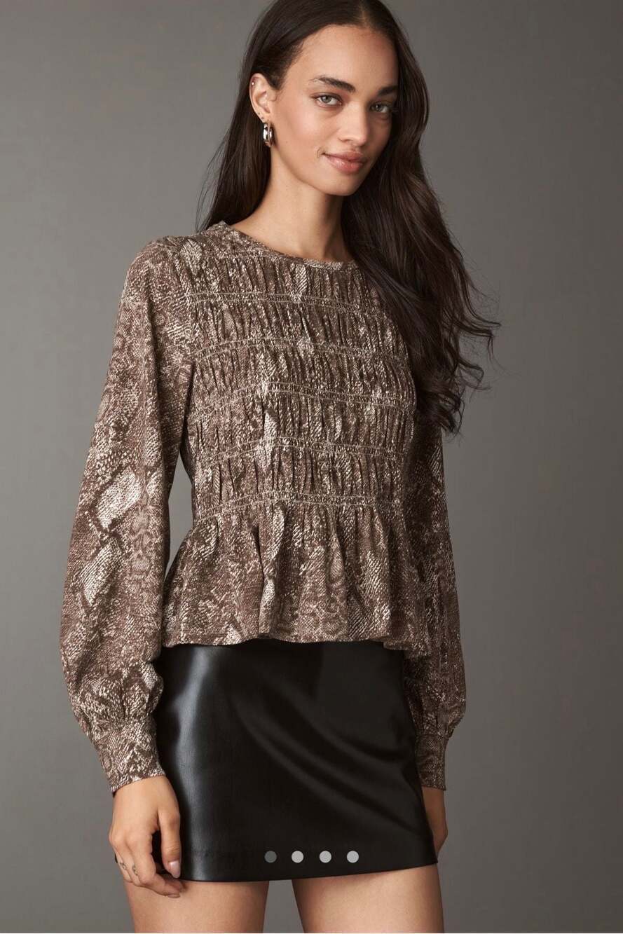 Anthropologie Pilcro Rory Puff Sleeve Smocked Blouse Cottagecore